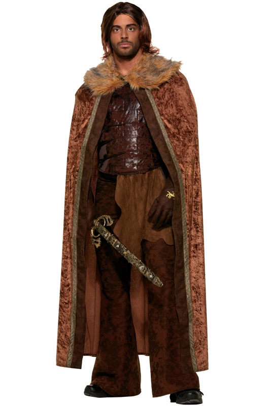 Men's Faux Fur Trimmed Cape (Brown) 3 Men's Faux Fur Trimmed Cape (Brown)