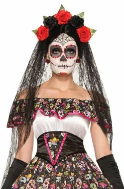 Day Of The Dead Veiled Headband